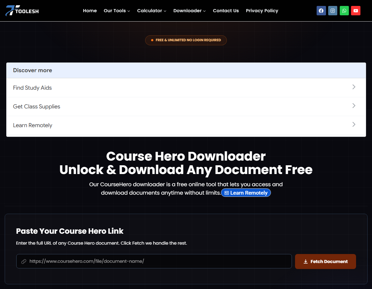Toolesh Course Hero Downloader