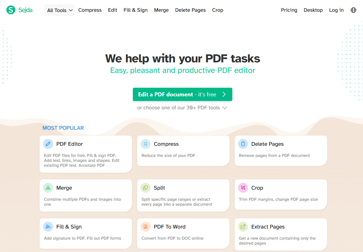 Sejda online PDF editor